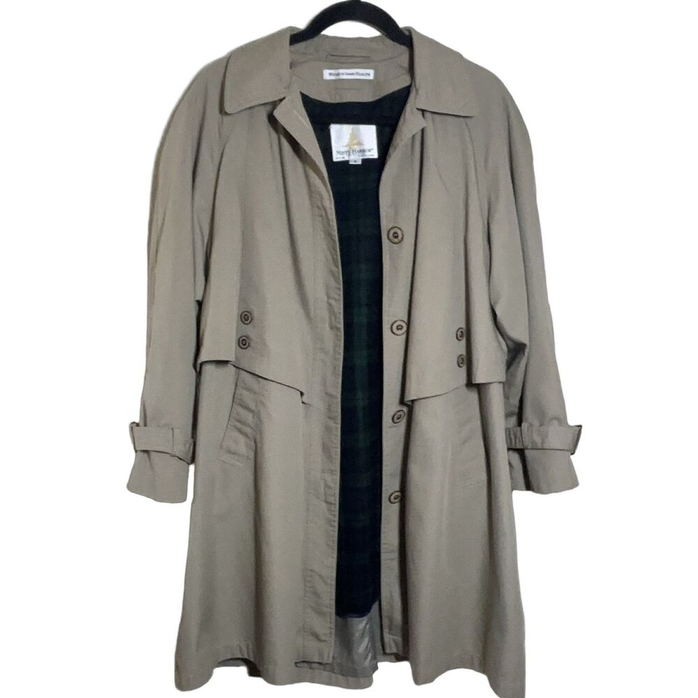 Vintage Misty Harbor Trench Coat Women 8 Beige Cotton Blend Belted Removable